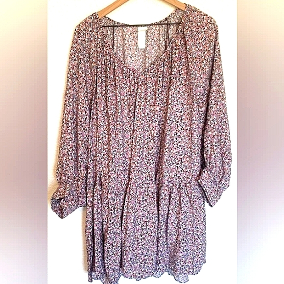 H&M Dresses & Skirts - H&M Ditsy Floral Print Dress Multicolored Sz S Oversized Bohemian Puff Sleeve